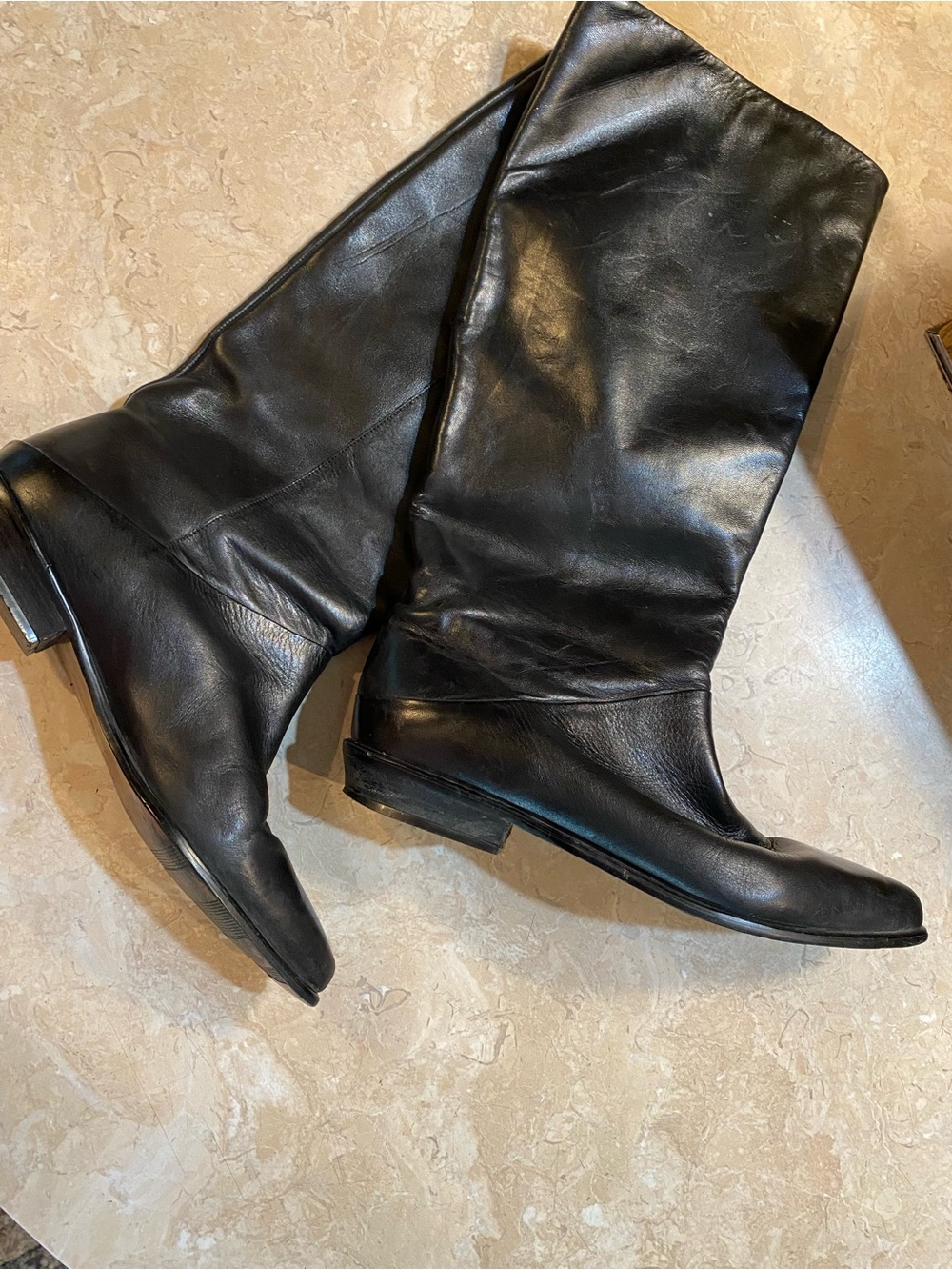 Source Unknown Black Leather Knee-High Riding Boots